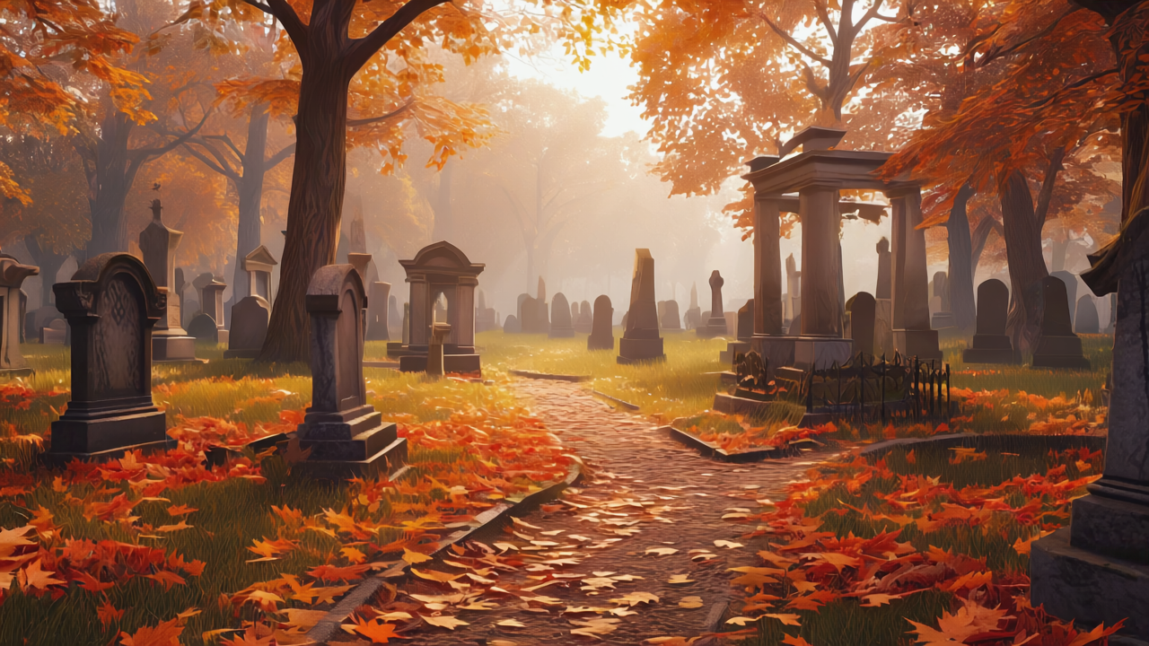 Gen4 Make a photo of cemetery in autumn weather with sunshine a-2, 3357871768
